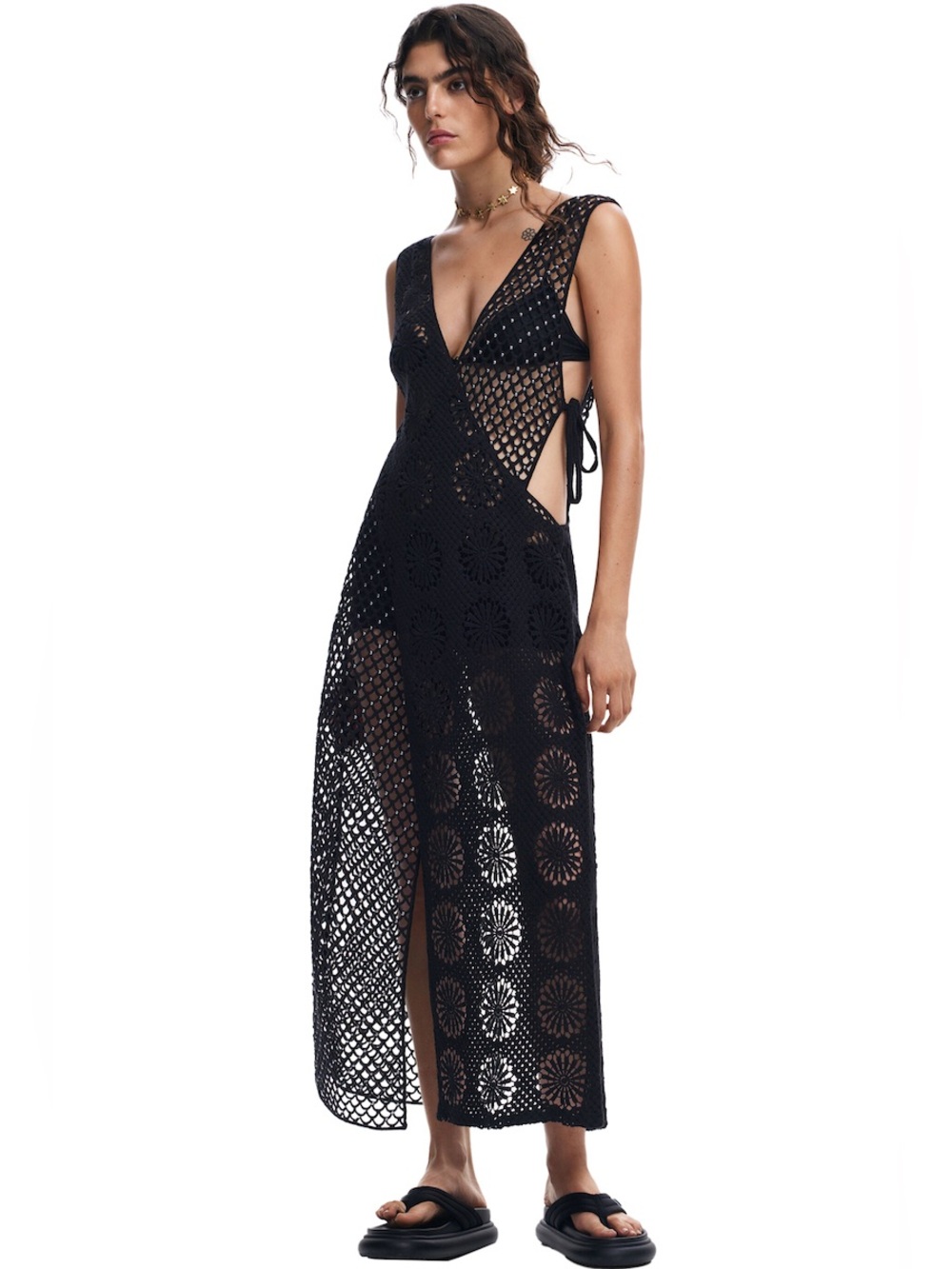 NEW Desigual Mixinger Double Women's Beachwear Maxi Dress in black Size U